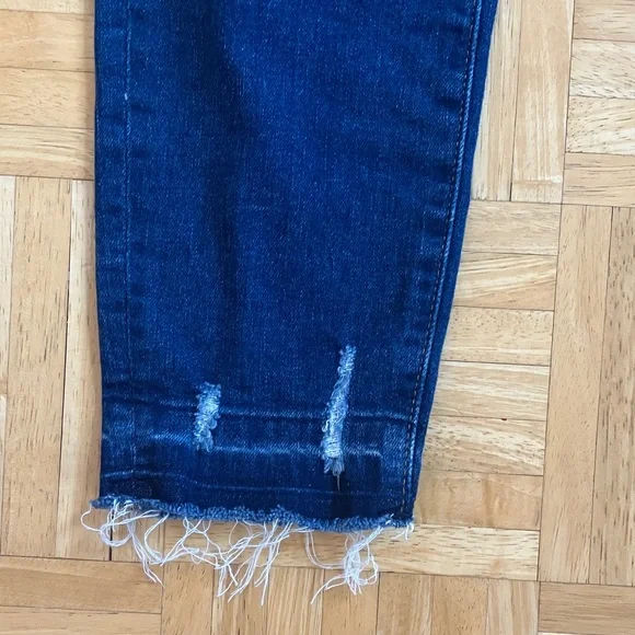 LOFT button fly high waist slim pockets skinny crop frayed cuff jeans EUC 8 - Picture 5 of 14